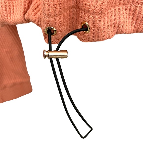 P.E Nation Orange Waffle Knit Half Zip Pullover w Hood Long Sleeve S - Picture 4 of 5